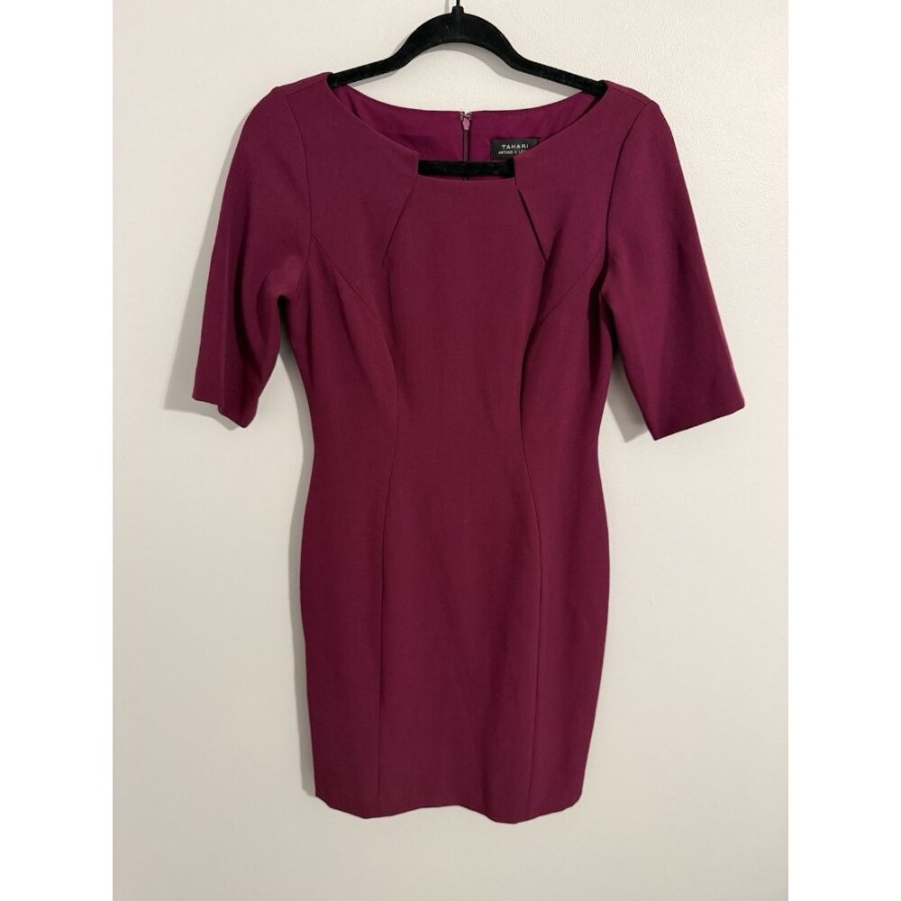 Tahari Arthur S Levin Hot Pink Sheath Dress Size 2